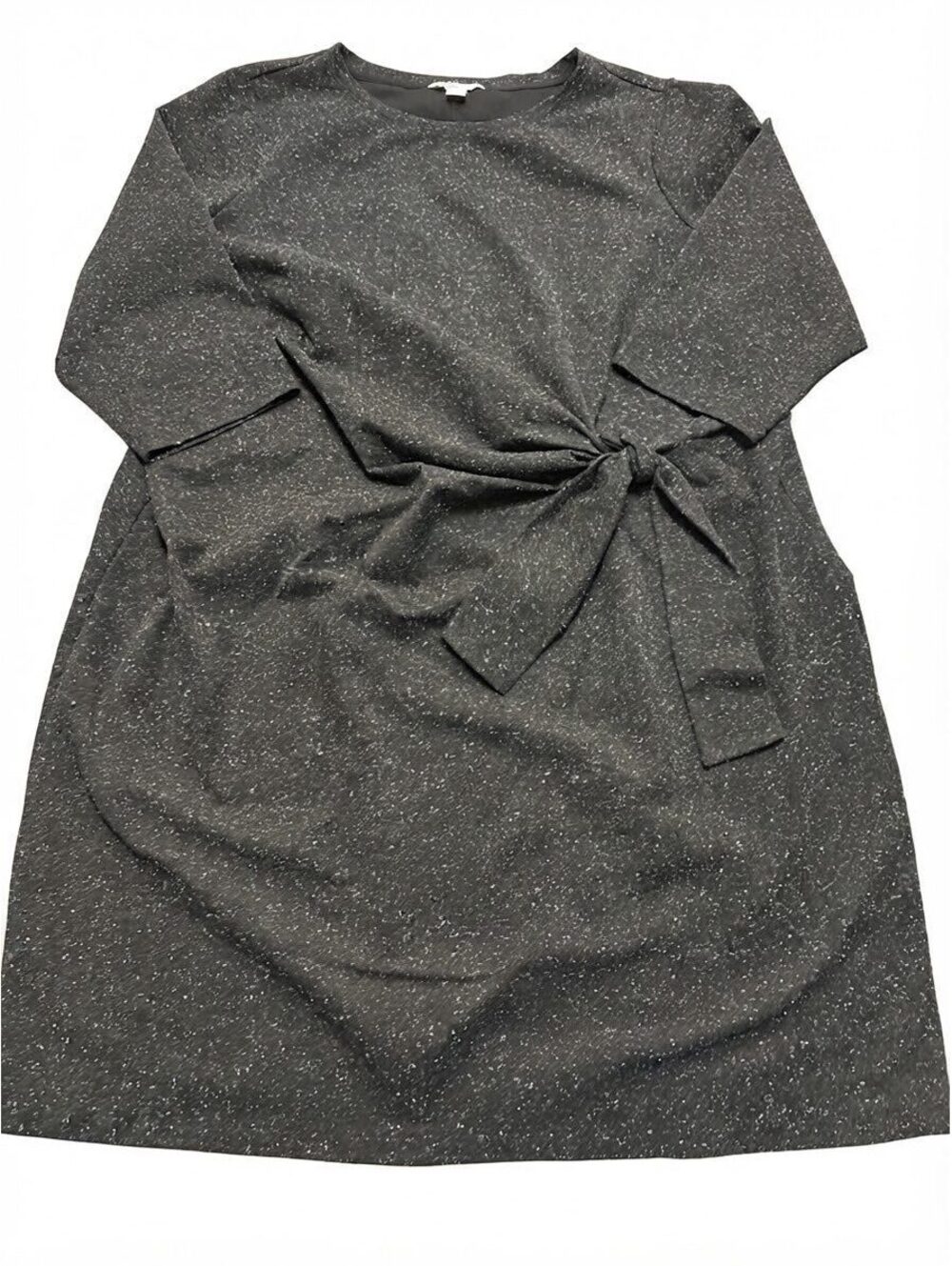 Liz Claiborne Gray Speckled Space Dye Tie Waist Dress Size 3X Pockets